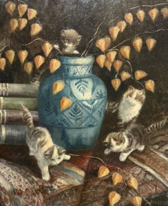 Jan Hovener – Spelende kittens bij bloemenvaas