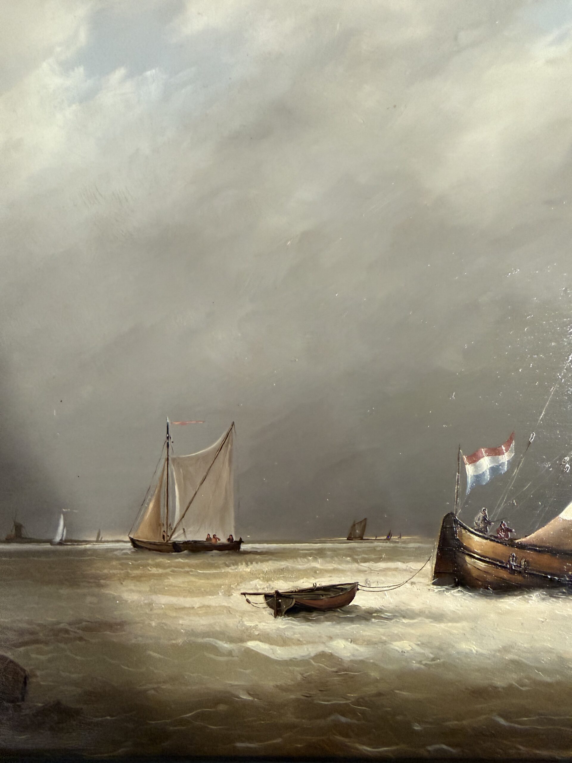 Johan van Rijsewijk – Schepen op kalme zee onder dreigende lucht
