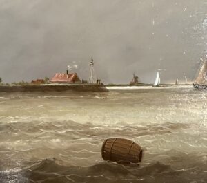 Johan van Rijsewijk – Schepen op kalme zee onder dreigende lucht