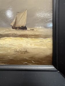 Johan van Rijsewijk – Schepen op kalme zee onder dreigende lucht