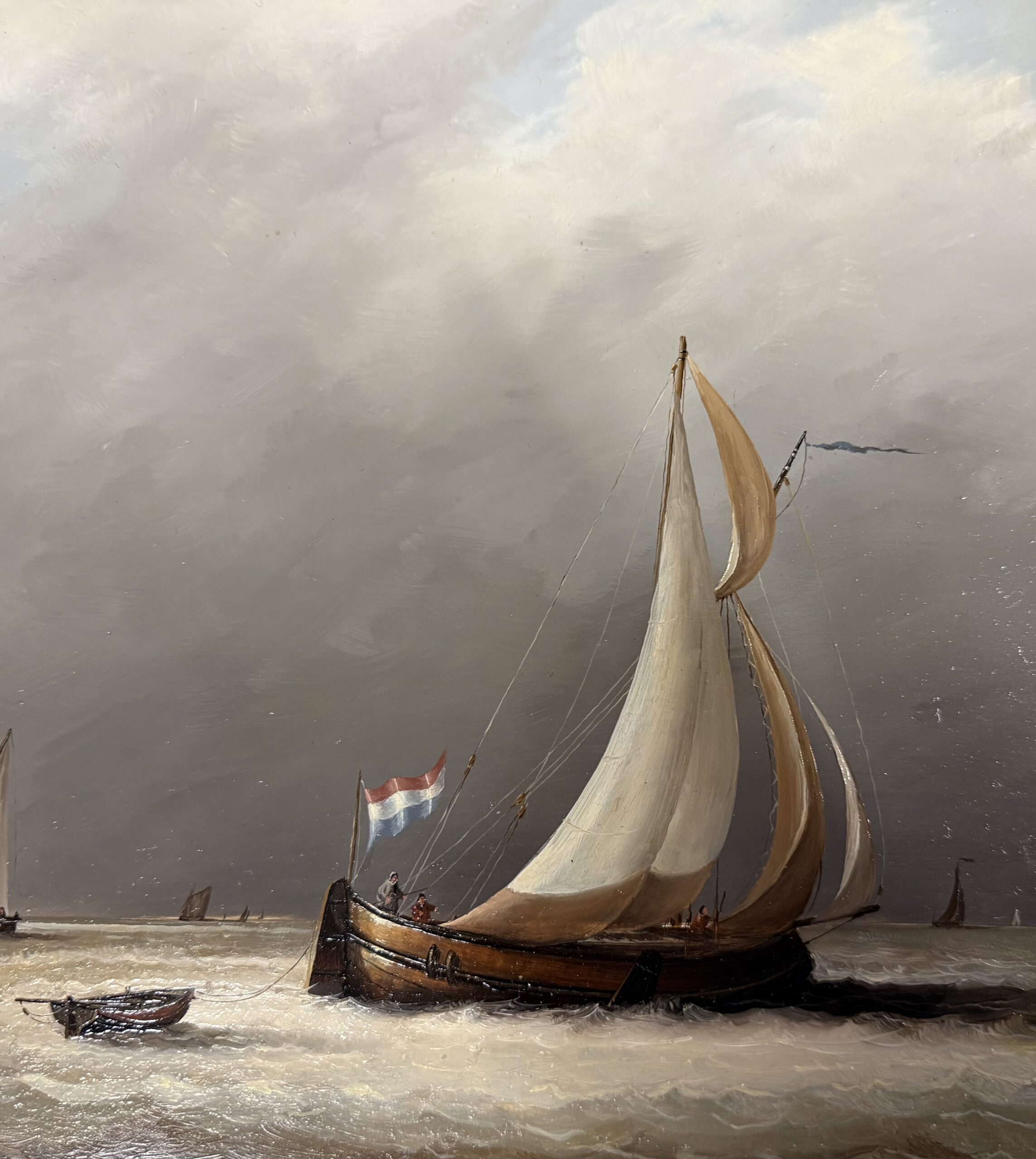 Johan van Rijsewijk – Schepen op kalme zee onder dreigende lucht