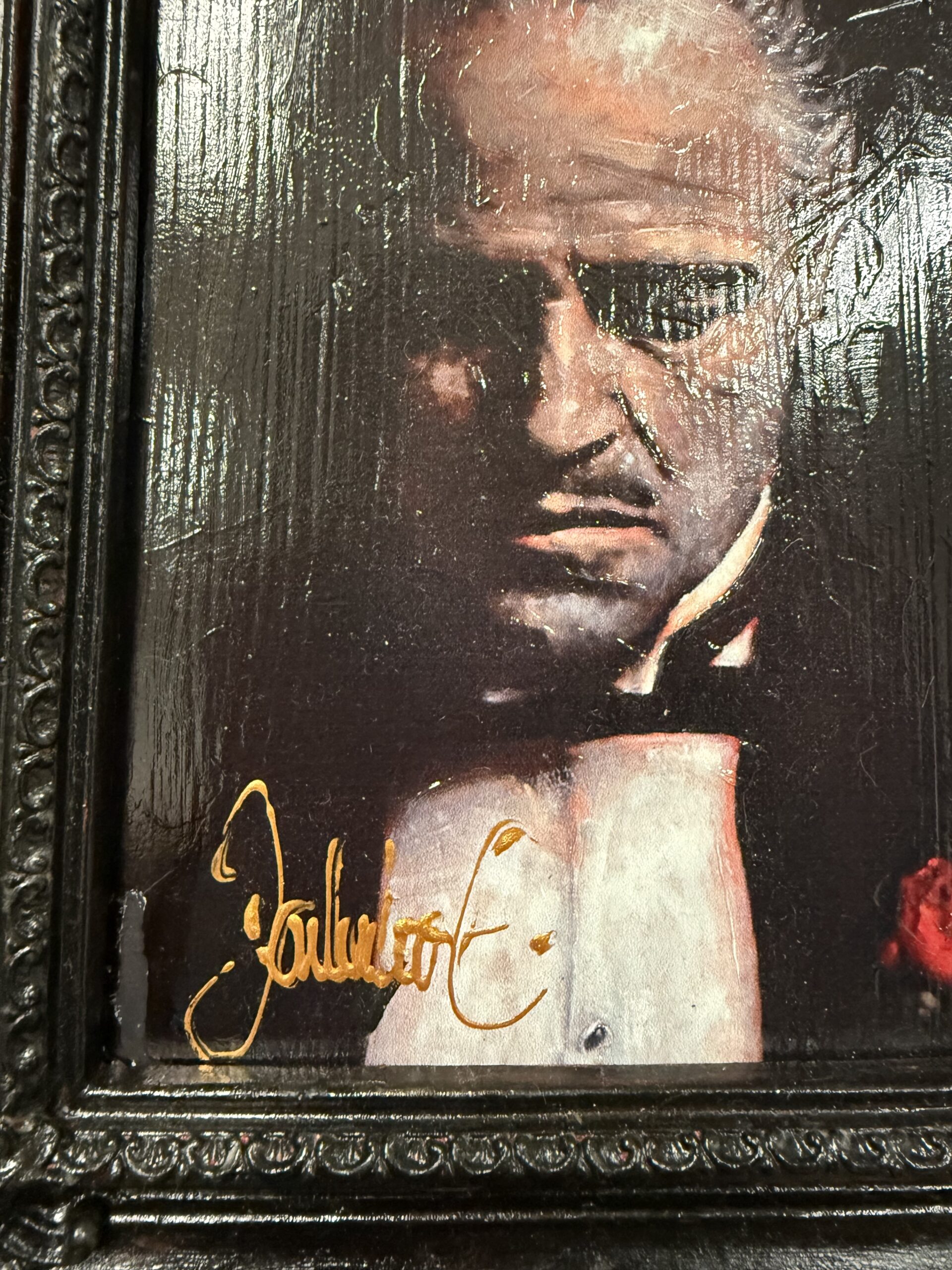 Peter Donkersloot – The Godfather Dresser Uniek kunstobject met origineel ingeschilderde giclée in lijst