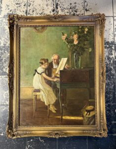 Emile Munier – Meisje aan het klavecimbel met haar grootvader