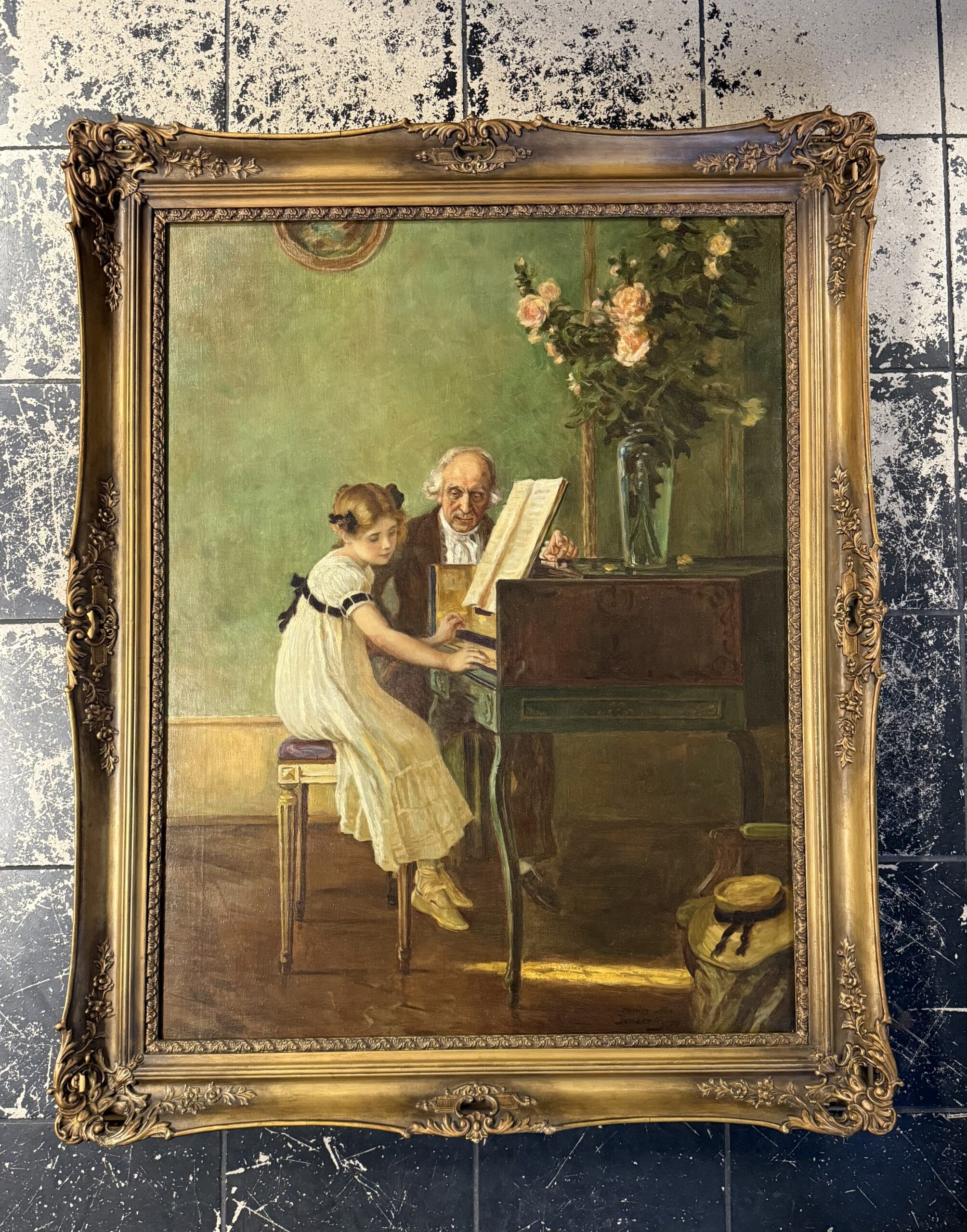 Emile Munier – Meisje aan het klavecimbel met haar grootvader