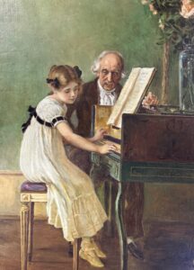 Emile Munier – Meisje aan het klavecimbel met haar grootvader
