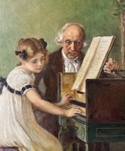 Emile Munier – Meisje aan het klavecimbel met haar grootvader