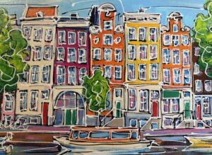 Schilderij Amsterdamse Grachten – Typische Huizen