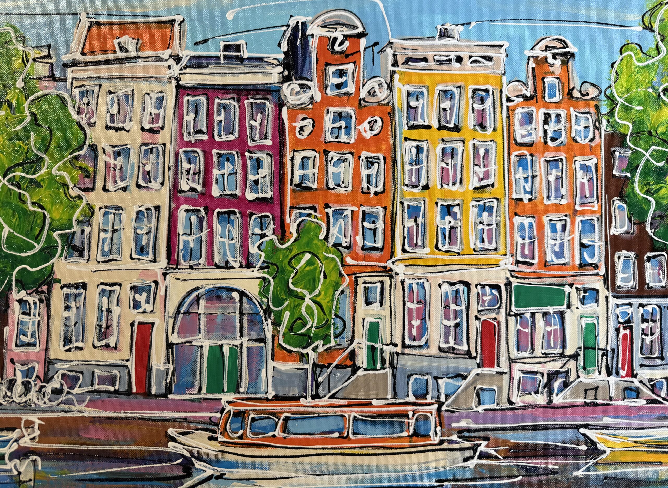 Schilderij Amsterdamse Grachten – Typische Huizen