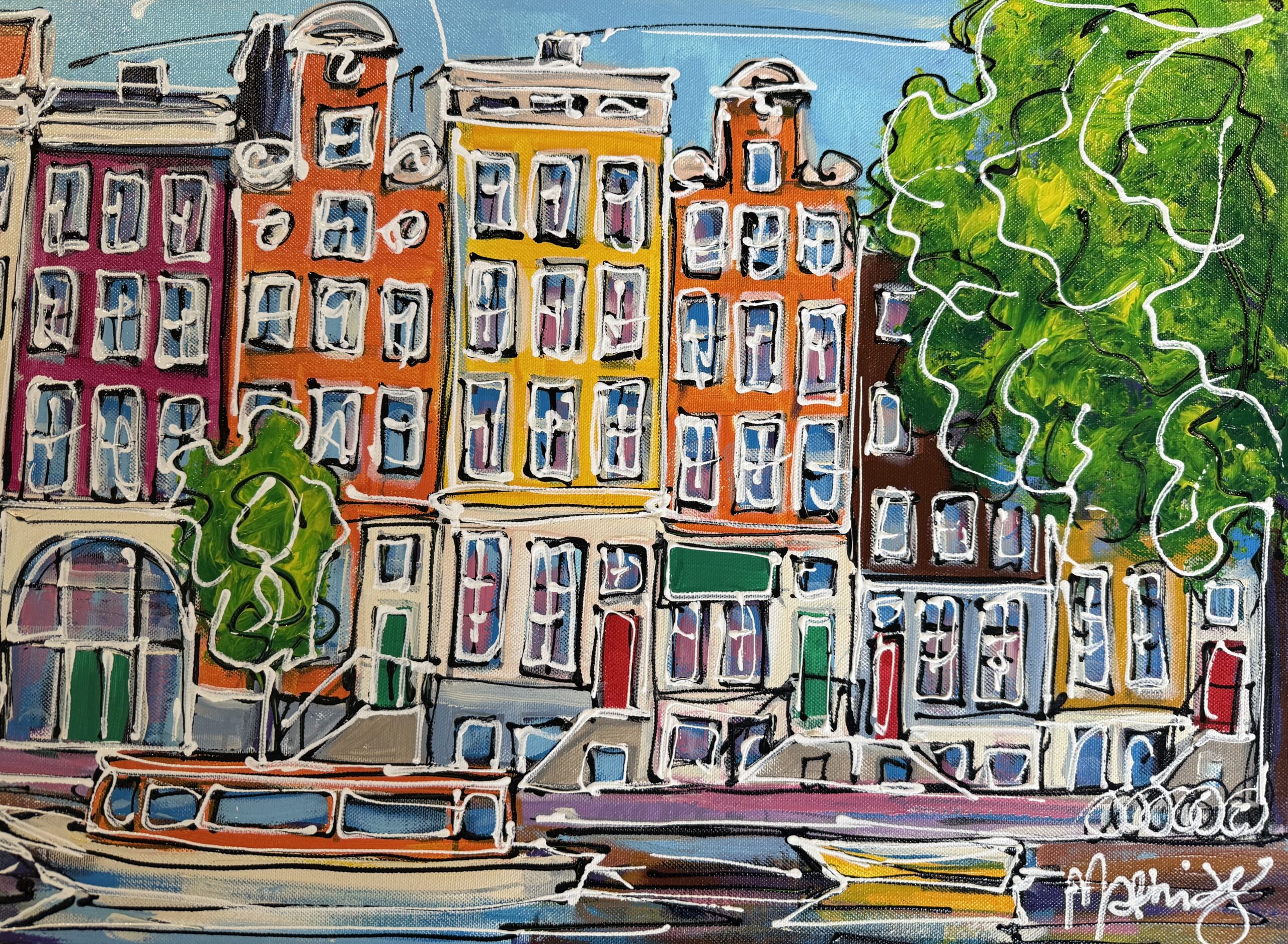 Schilderij Amsterdamse Grachten – Typische Huizen