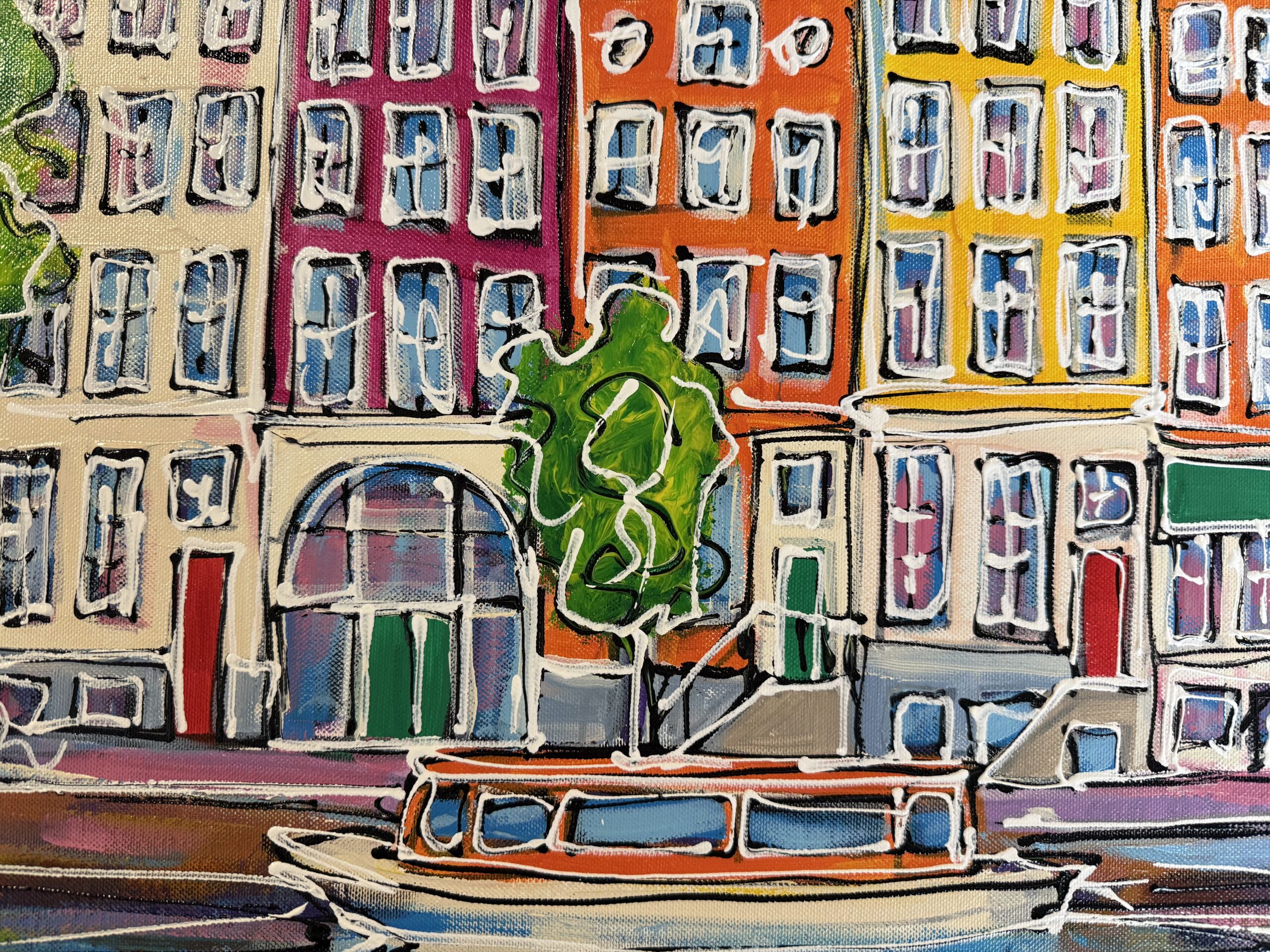 Schilderij Amsterdamse Grachten – Typische Huizen