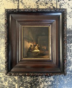 Adolf Eberle – Olieverf op Paneel – Interieur bij kaarslicht