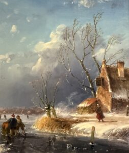 Wouter van Soest 1957 Winters ijsvermaak olieverf op paneel